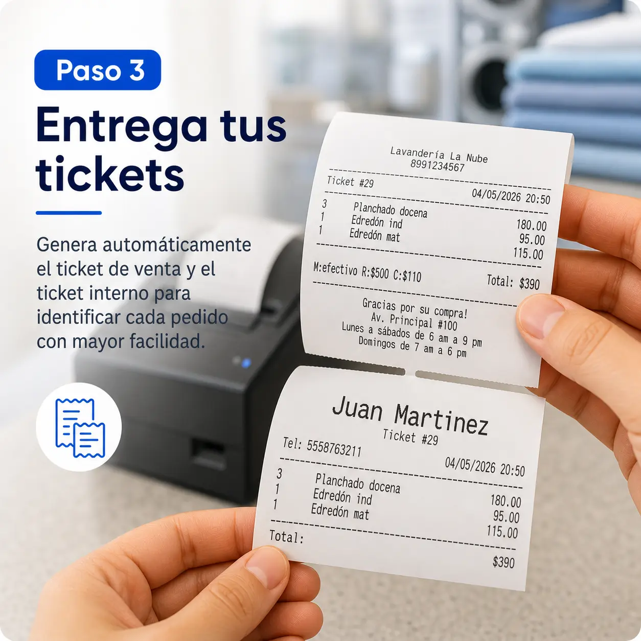 Impresión de ticket para cliente y ticket interno